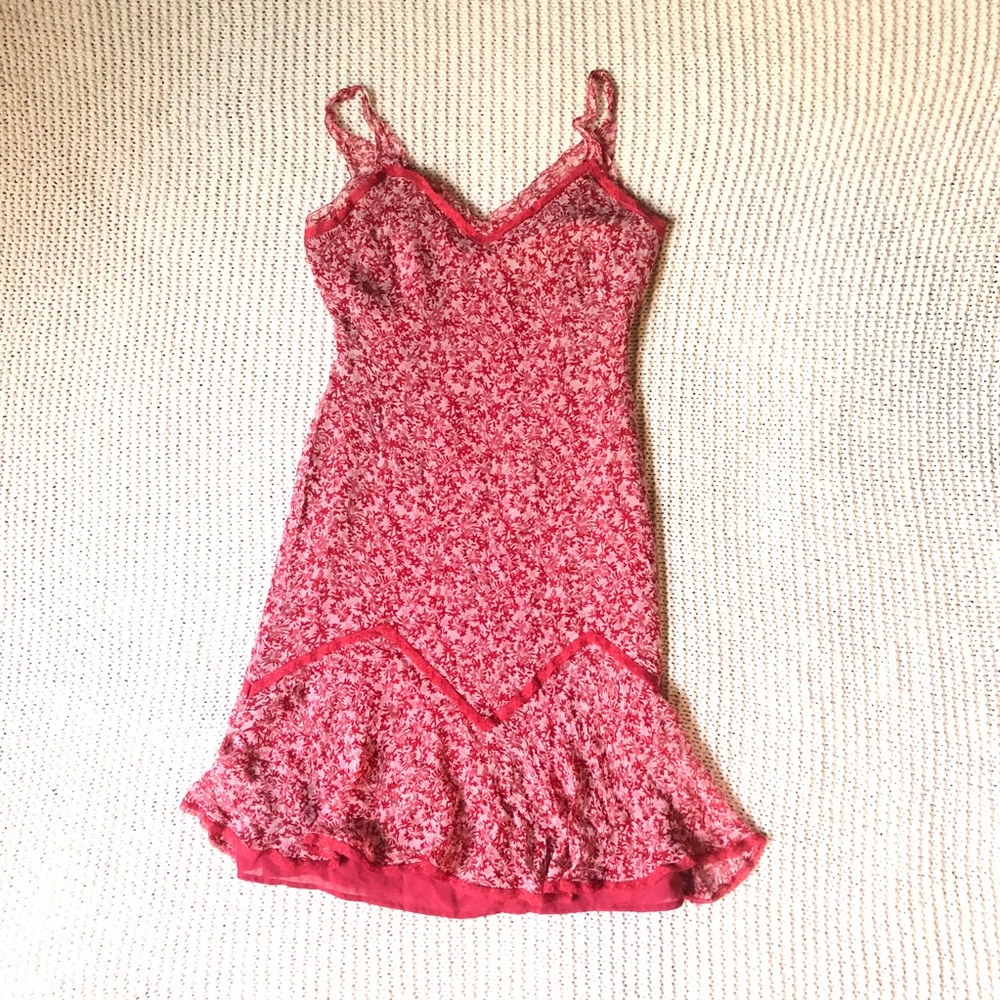BCBG Maxazria Red and white silk dress. Size 4